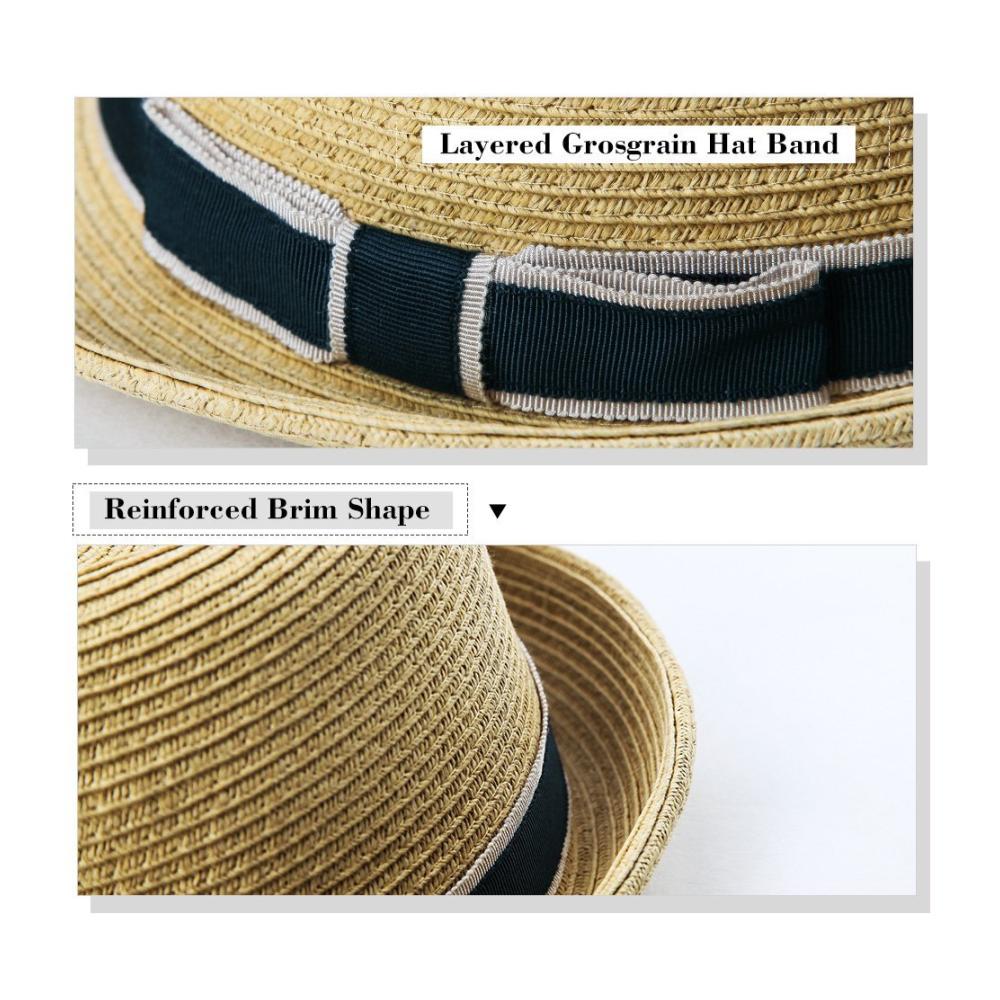 Entdecken Sie den zeitlosen Stil Eleganter Panamahut für Strand und Stadt in Schwarzblau - SIGGI Unisex Sonnenhut Stroh Fedora mit kurzer Krempe Größe L/60cm