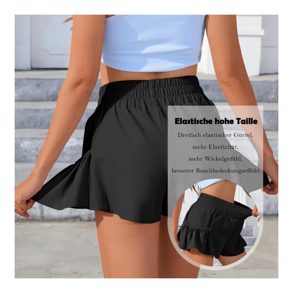 Damen Sommer Shorts 2-in-1 Flowy Athletic Running Shorts mit Taschen Hoher Bund Schnelltrocknend – Perfekt für Fitness Yoga und Strand