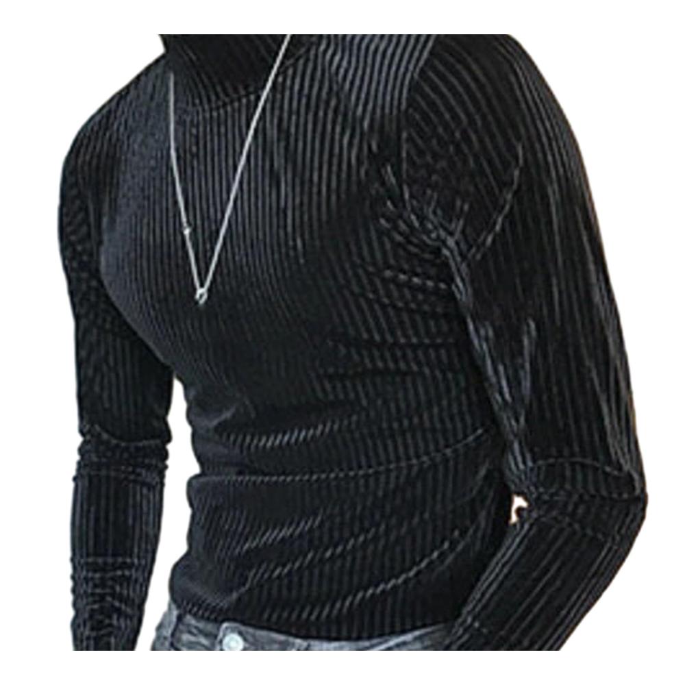 Herren Pullover Weicher warmer Langarm Strickpullover mit Stehkragen für Herbst und Winter. Elastisch lässig einfarbig mit vertikalen Streifen. Ideal für kalte Tage