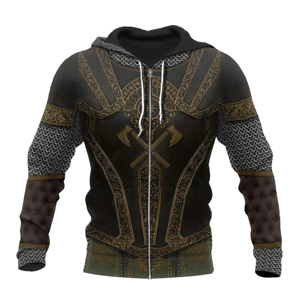 3D Gedruckter Ritter Rüstung Kapuzenpullover | Mittelalterliche Harajuku Mode Hoodie | Unisex Sweatshirt Jacke mit Kapuze | Trendy Hoodies für Herren und Damen | Geschenk für Cosplayer