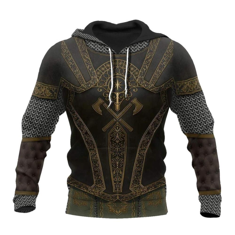 3D Gedruckter Ritter Rüstung Kapuzenpullover | Mittelalterliche Harajuku Mode Hoodie | Unisex Sweatshirt Jacke mit Kapuze | Trendy Hoodies für Herren und Damen | Geschenk für Cosplayer