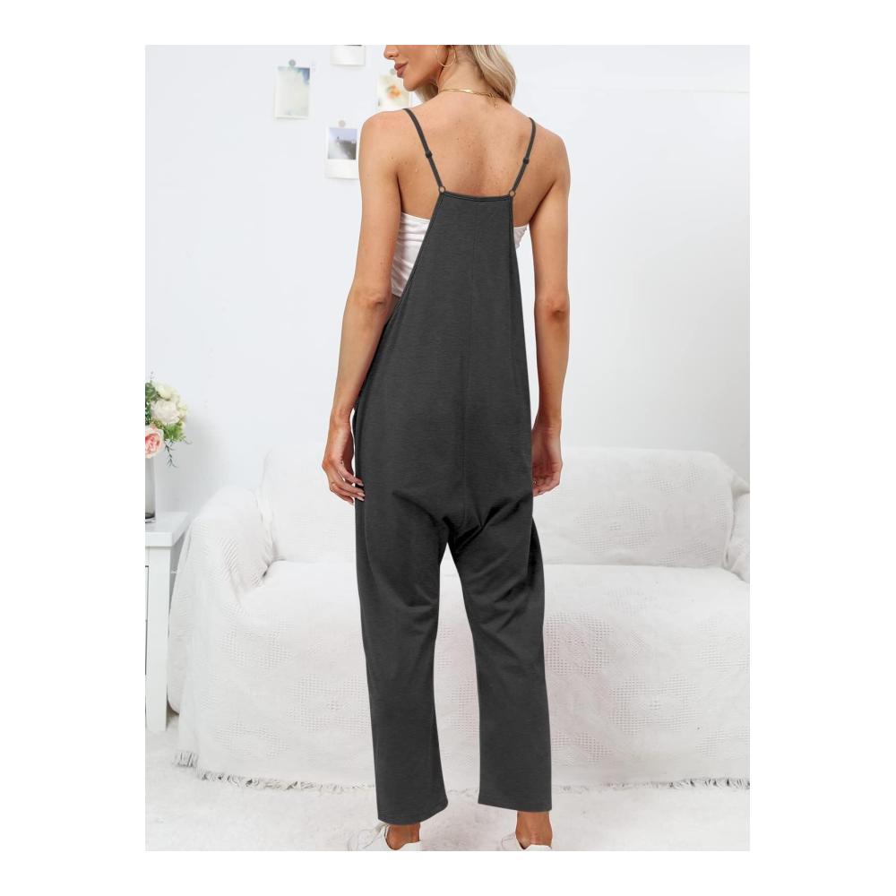 Eleganter Damen-Jumpsuit Locker lässig ärmellos V-Ausschnitt & verstellbare Spaghettiträger für den perfekten Sommer-Look! Mit Harem-Stil langen Hosen und praktischen Taschen