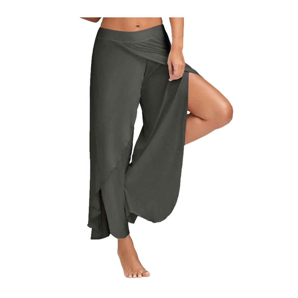 Entdecken Sie den ultimativen Komfort Damen Yogahose mit hohem Schlitz und breitem Bein für Yoga Sport und Freizeit. Perfekte Passform und Stil für jeden Anlass