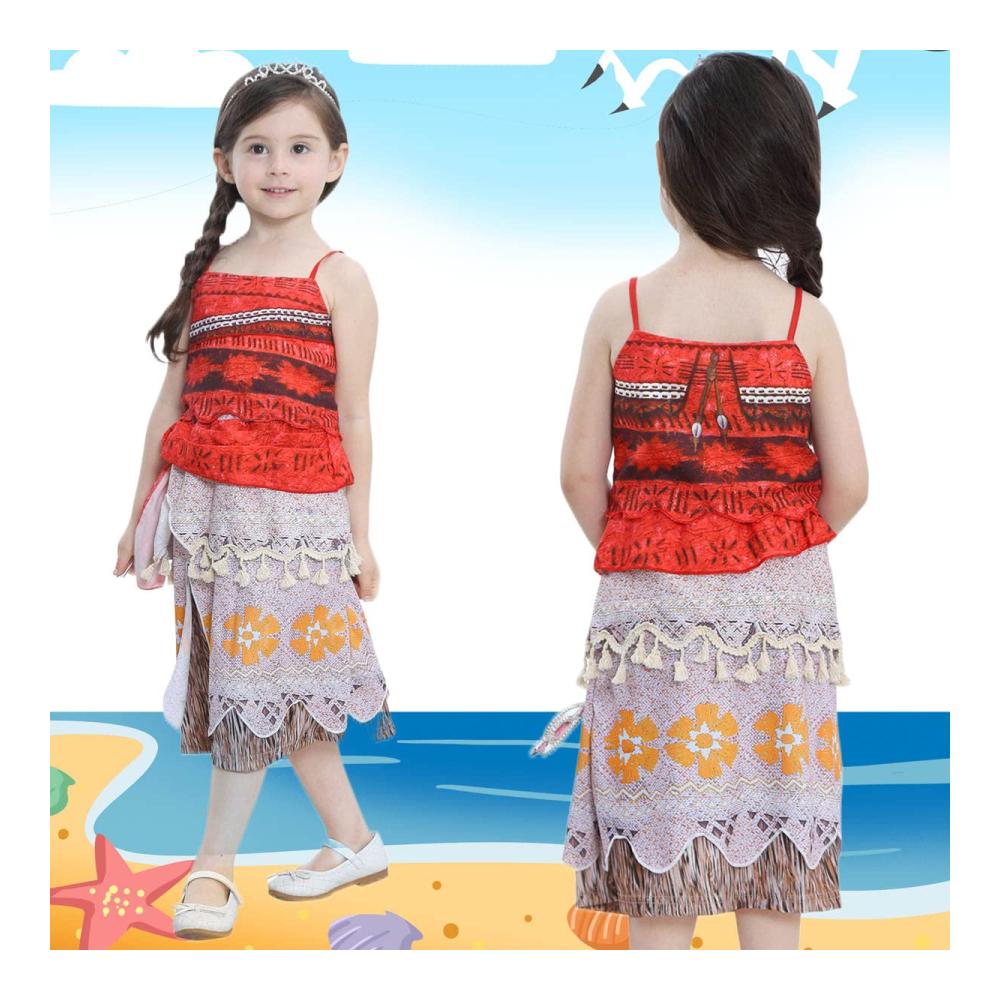 Sonnige Strände und Abenteuer Entdecke den Moana Mädchen Bikini - Cosplay Badeanzug Set für Kinder mit Muschelkette Perücke & Tasche! Perfekt für Sommer Poolsurfen Halloween & Geburtstagsfeiern. Stilvoll und bequem - Dein Kind wird