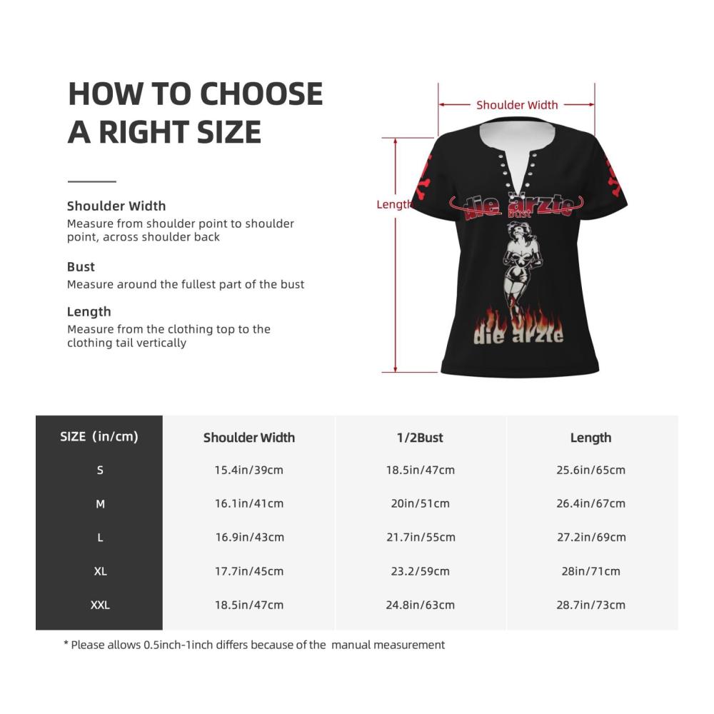 Entdecken Sie die neuesten Damen T-Shirts Deutsche Rockband Arzte Grafik-T-Shirts mit verführerischem V-Ausschnitt. Lässiger Stil modisches Design - ein Muss für Ihren Kleiderschrank