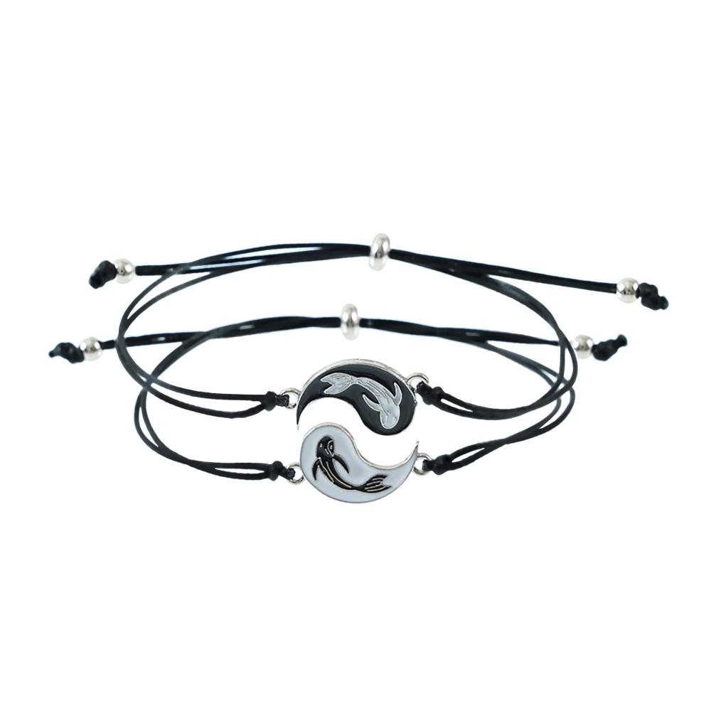 Elegantes Damen-Armband Yin Yang Tai Chi Design Tropfölmuster gewebt für Paare - Ideales Geschenk zum Geburtstag & Freundschaft