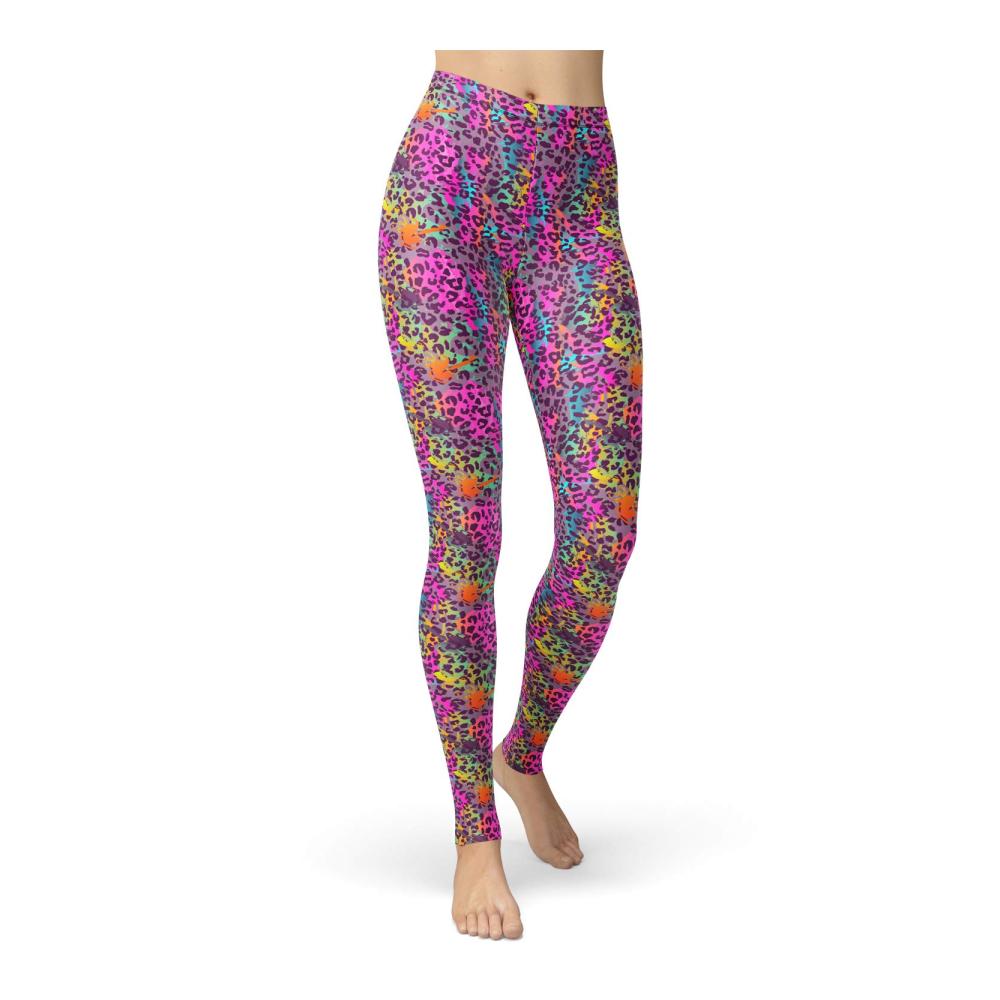 80er Tier Leopard Leggings Bunt