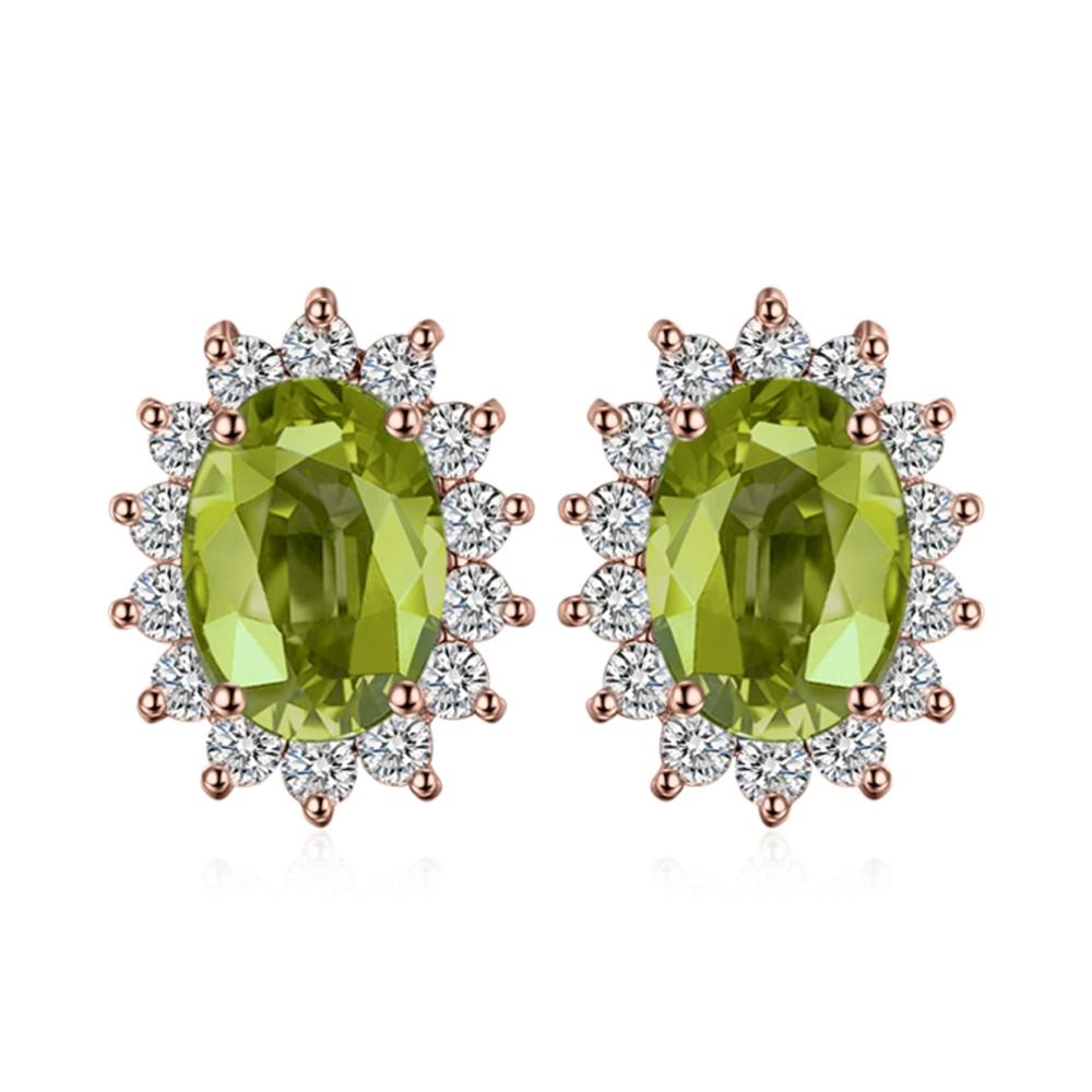 4-3 Oval 1.2ct Peridot Ohrstecker Rosé Vergoldet