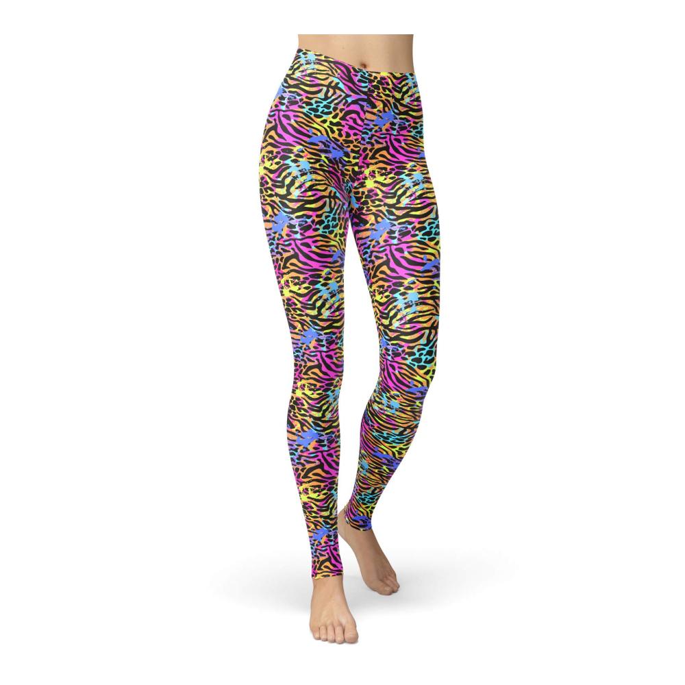 Neon Tier Mix Leopard Leggings Drucken